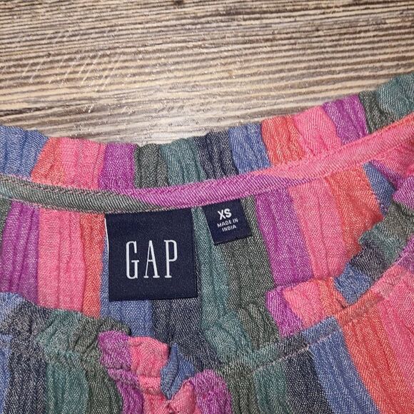 Gap Linen Blend Stripe Peasant Blouse - Picture 7 of 9